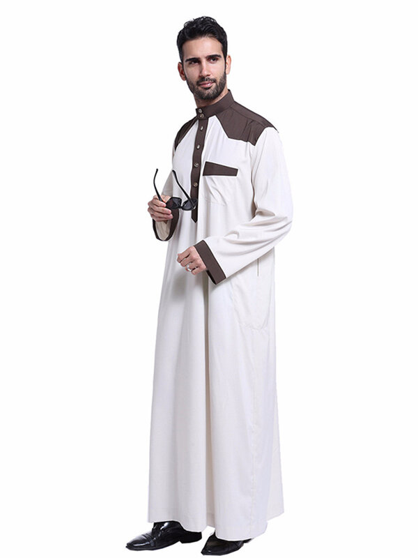 2022 New Dubai turchia indiano moda Vintage sciolto abbigliamento islamico Ramadan musulmano Abaya tinta unita abito da uomo