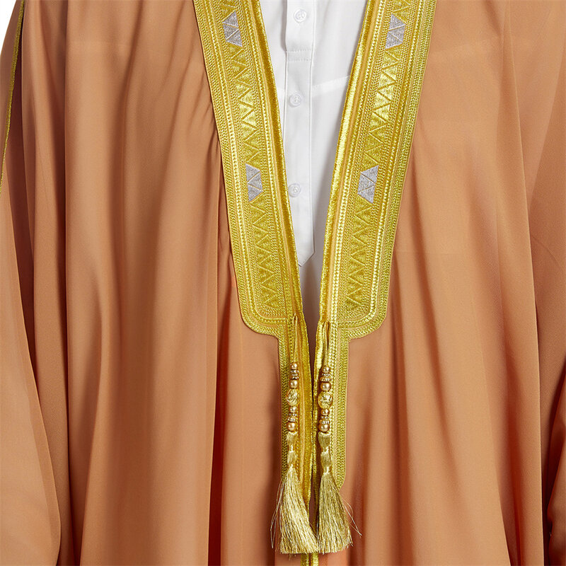 Кимоно мужское с вышивкой, мусульманский открытый кардиган-абайя, юбба Тобе, турецкий Дубай, Саудовский кафтан, мусульманская одежда для молитв
