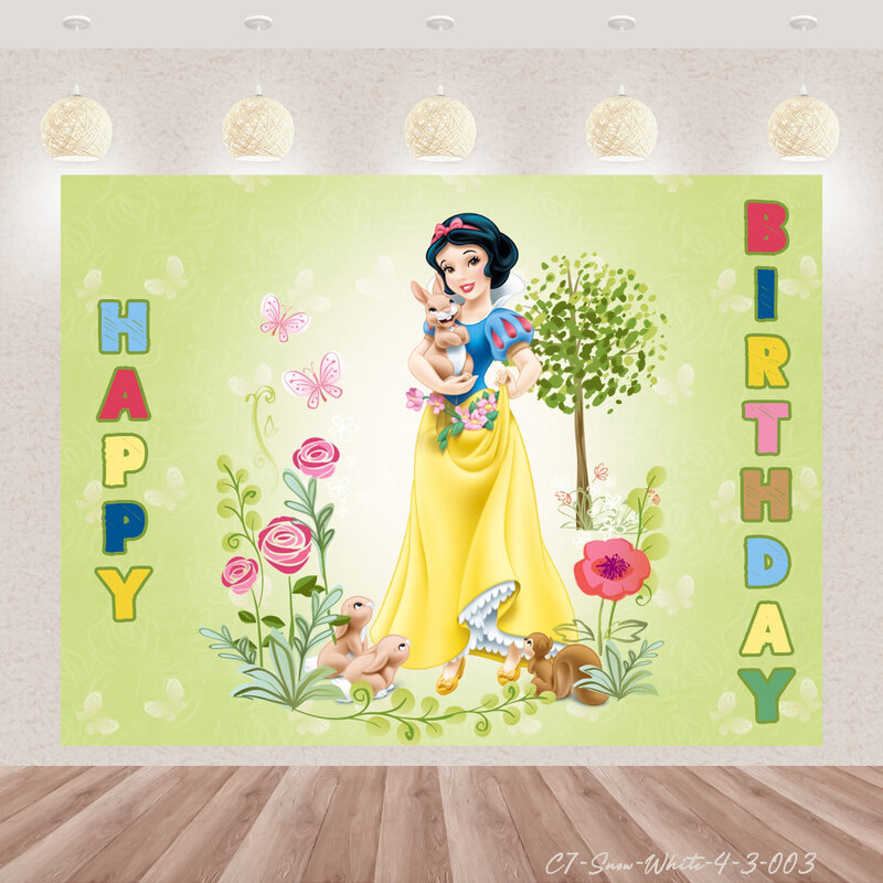 Snow White Princess Background Happy Birthday Party Baby Shower Photography Vinyl Background Room Decor forniture Photo Poster