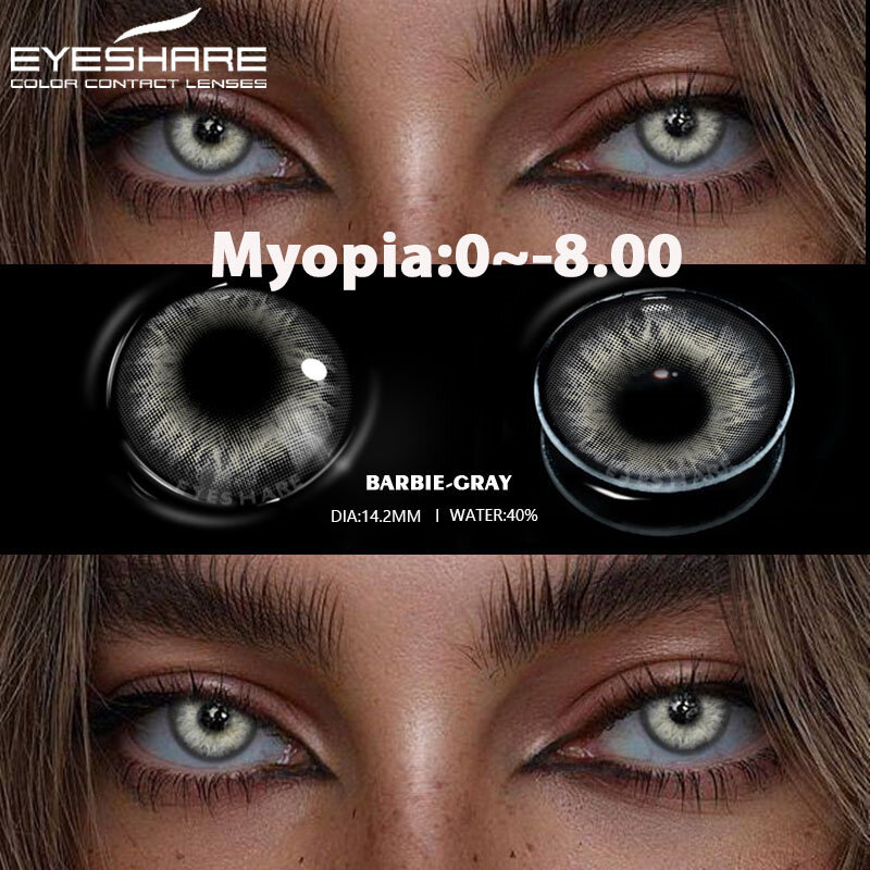 EYESHARE 1 paio di lenti per miopia lenti a contatto occhi contatti colorati con lenti marrone gradi lenti per occhi grigi lenti morbide naturali annuali