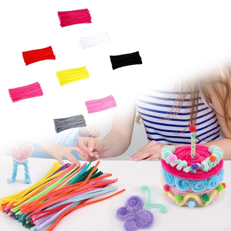 다채로운 셔닐 실 줄기 파이프 꼬이는 막대 장난감 수제 헤어 클립 DIY 재료