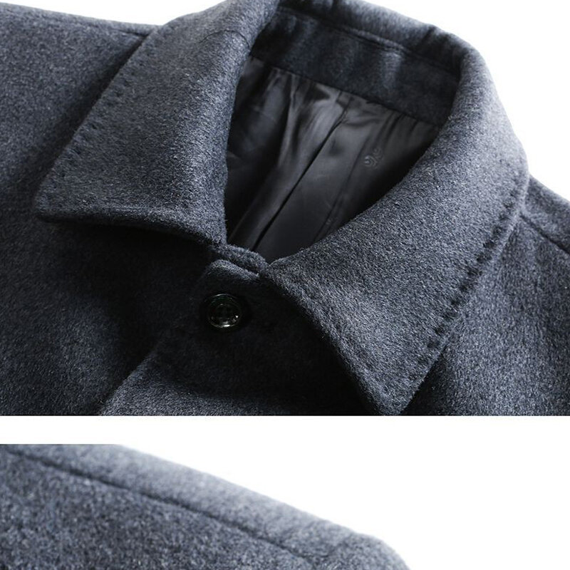 Jaket wol hangat tebal polos, mantel wol bisnis kasual wol dan campuran Luaran longgar hangat musim dingin