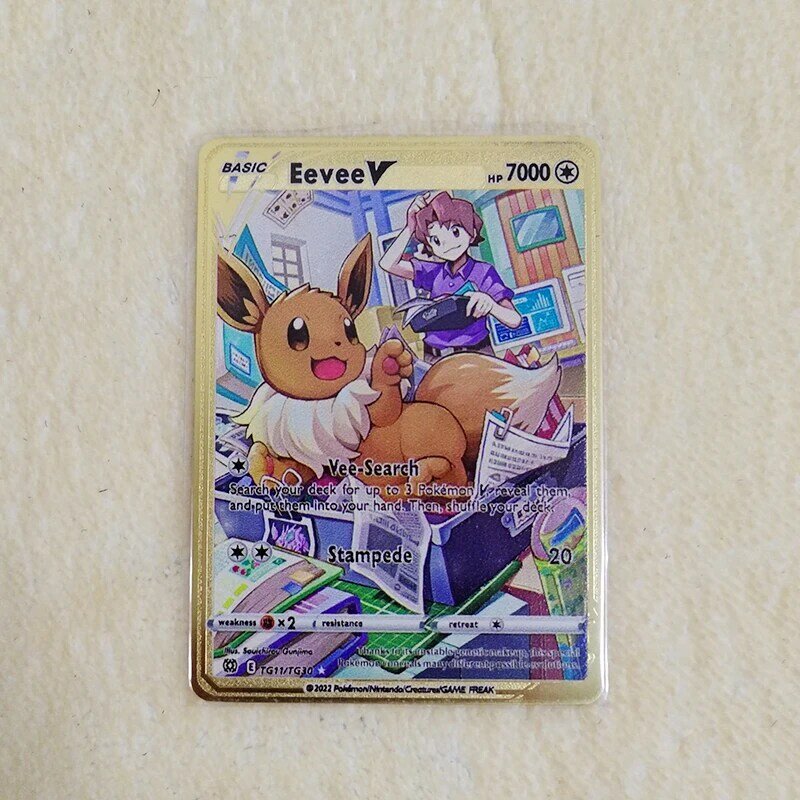 2023 Iron Metal Pokemon  Cards Letters Golden Mewtwo Eevee Pikachu Arceus Gengar Charizard Pokémon GX Vmax EX Game Children Toys