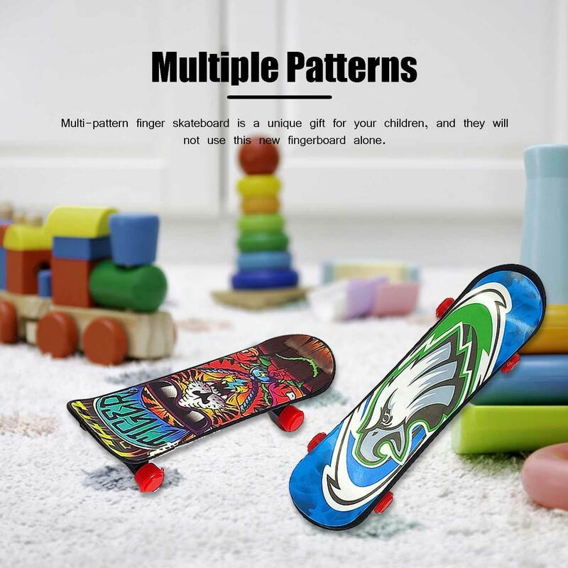 Mainan Papan Jari Skateboard Jari Mini Papan Jari Skuter Papan Luncur Klasik Beberapa Pola Mainan Meja Anak Laki-laki
