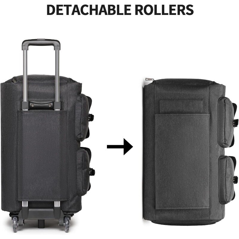 Rolling Garment Bags with Wheels, Saco De Vestuário De Viagem Com Compartimento De Sapato, Duffle Bag with Wheels