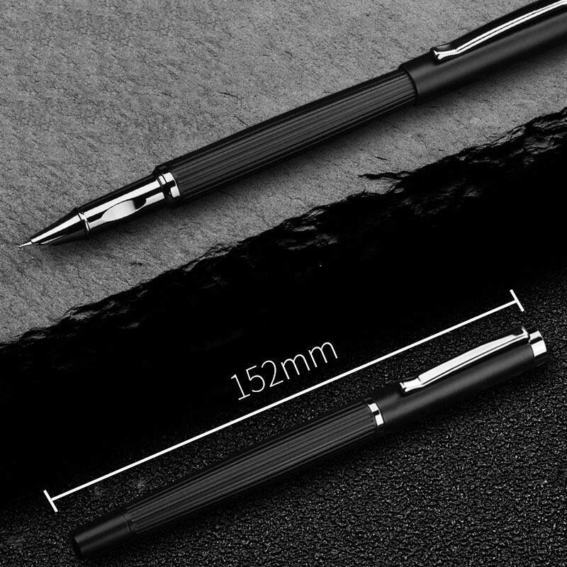 Fosco Black Metal tinta tinteiro conjunto de caneta, F Nib conversor Filler, escritório comercial e material escolar, caneta de escrita, alta qualidade, 727