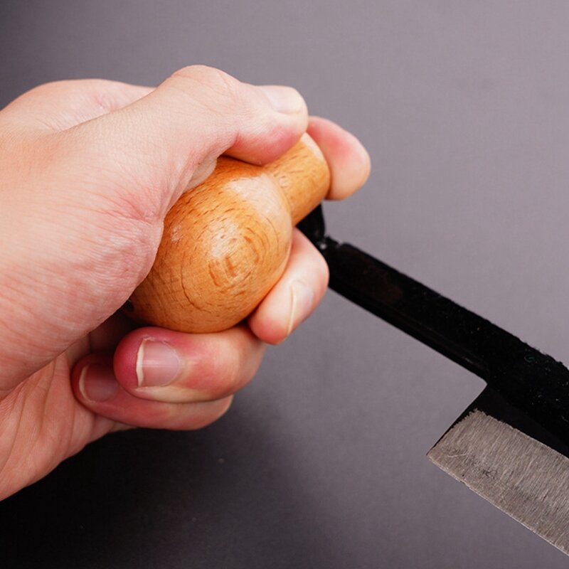 Couteau de calcul avec lame en acier à haute teneur en carbone, outil à main d'écorce de bois, manche en bois, outil de travail de calcul, facile à utiliser