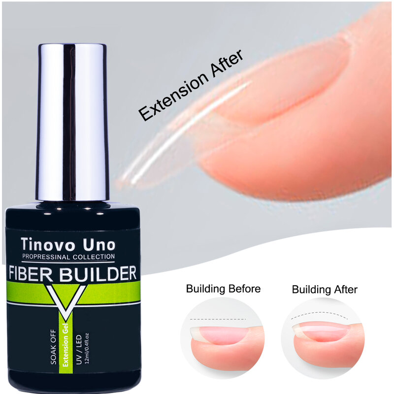 Tinovo Uno-Gel constructor de uñas en una botella, Gel de fibra para extensiones, semipermanente, UV, poliacrílico, 41 colores