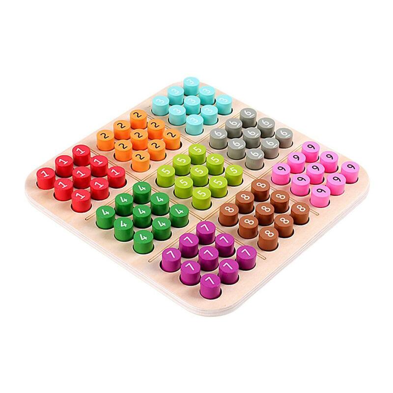 Wooden Sudoku Puzzles Board Game Brain Teaser Colorful Kids Adults