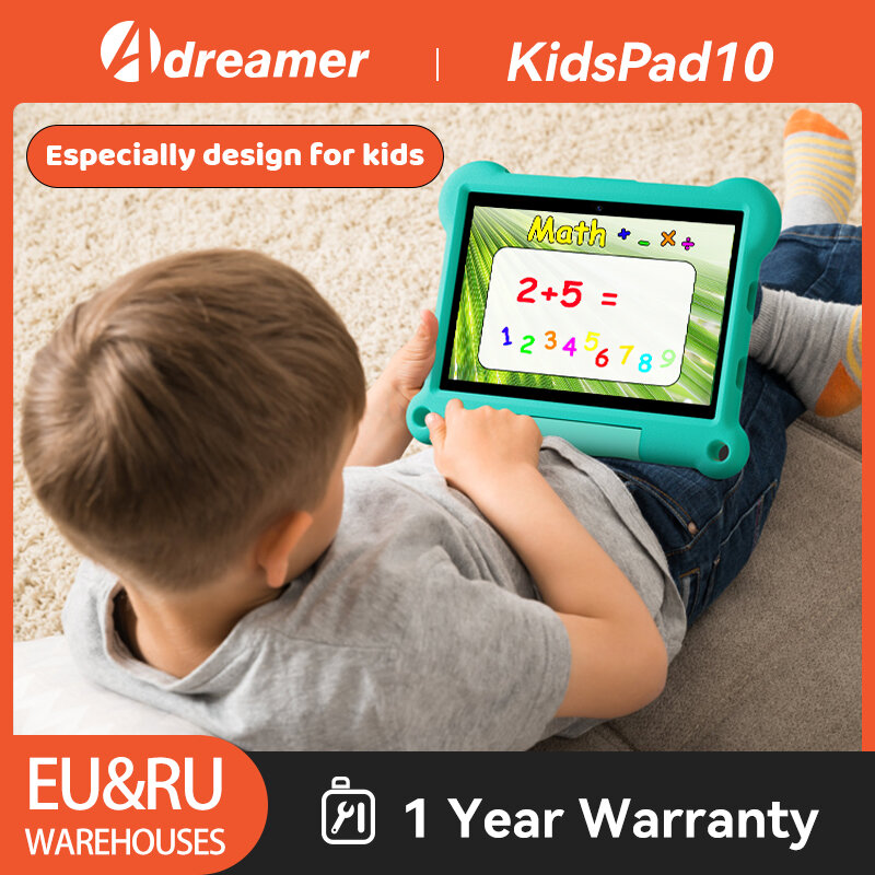 Adreamer KidsPad10-Tableta de 10,1 pulgadas para niños, 4GB de RAM, 64GB de ROM, 1280x800 IPS, Android 12, ocho núcleos, 6000 mAh