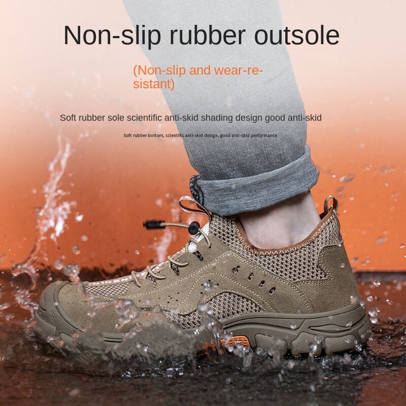 Zapatos de seguridad transpirables para hombre, botas de trabajo con punta de acero, indestructibles, a la moda, verano, 2024