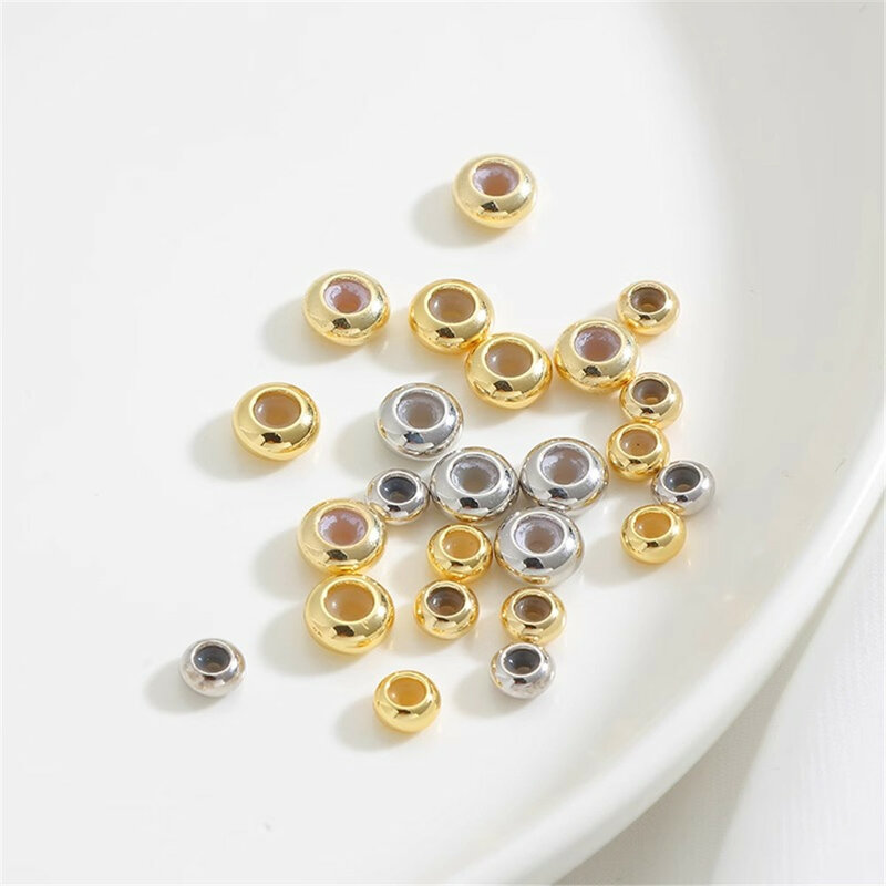 Плоские бусины под золото 14 к, силиконовые заглушки, бусины для позиционирования, регулируемые бусины, для самостоятельного изготовления браслетов, ожерелий, материалов, аксессуары