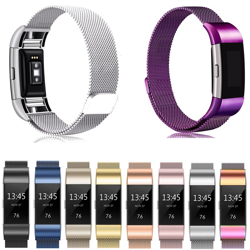 Aço inoxidável cinta magnética para Fitbit carga 2 série, multicolor, magnético