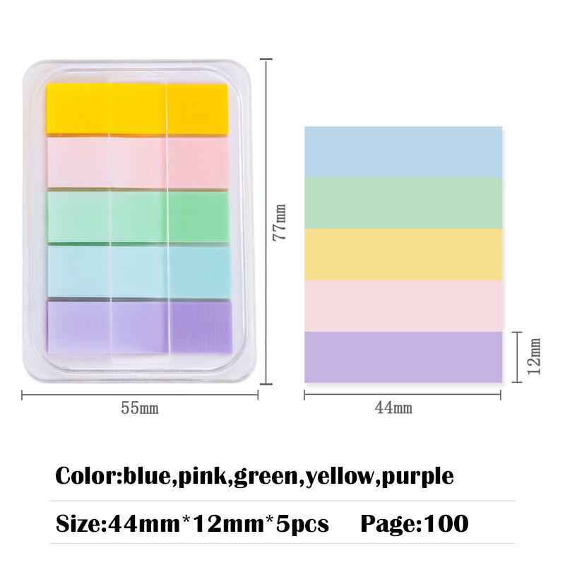 Deli – étiquette autocollante transparente, 5 couleurs, facile à déchirer, 100 pièces/sac, 21606