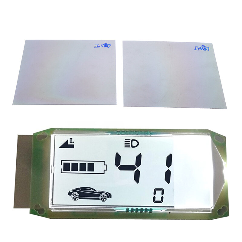 2 pz 9*9CM universale LCD veicolo elettrico pellicola polarizzata immagine schermo orologio batteria auto grande telefono cellulare