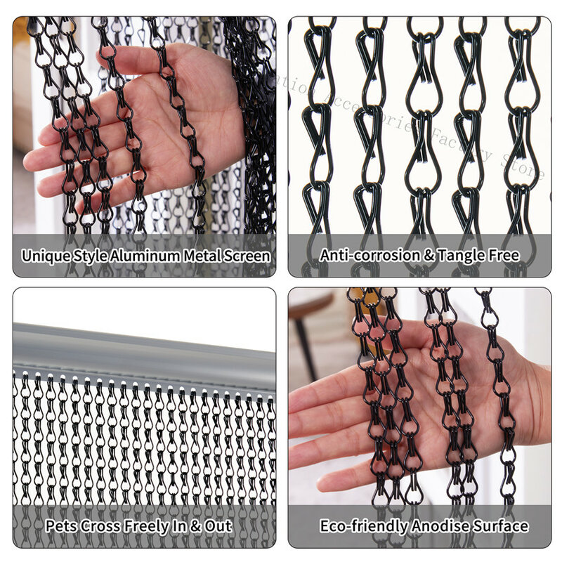 Aluminium Chain Curtain Door Windows Metal Screen Fly Insect Blinds Pest Control 90*214cm