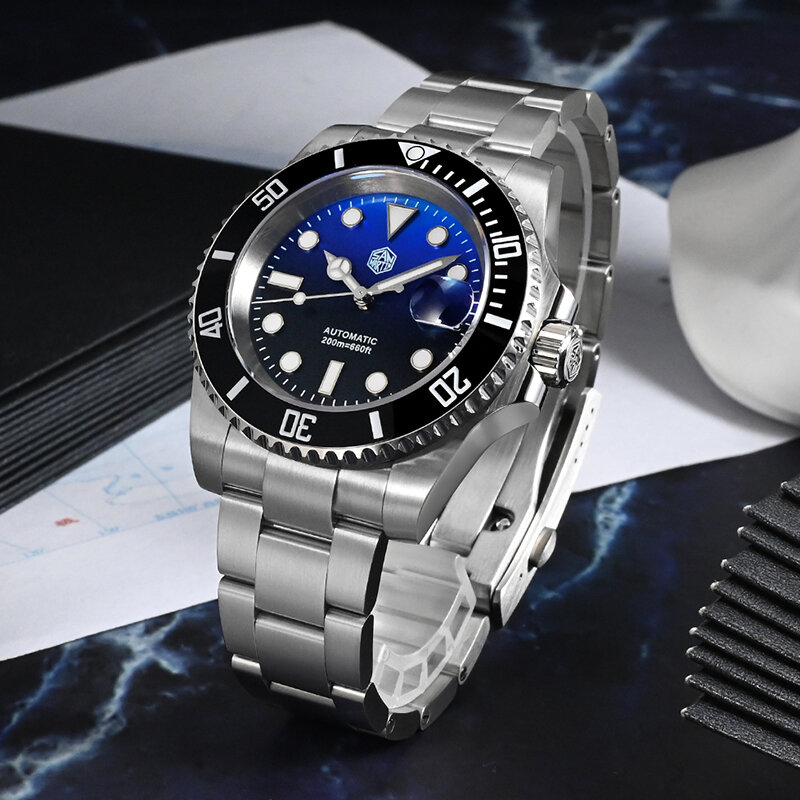 Роскошные мужские часы San Martin 40,5 мм Water Ghost V3 Diver NH35 автоматические механические бизнес наручные часы сапфировые 20 бар Lumed