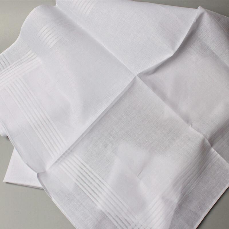 6x Pure White Mens Handkerchief Hankies Wipe The Sweat Towels Bandanas Pocket Square for Men Women Everyday Use Wedding DIY