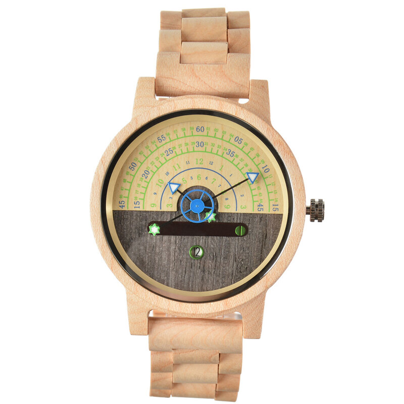 FANDAO męski drewniany zegarek moda wielofunkcyjny analogowy zegarek kwarcowy czarna technologia koncepcja drewniany zegarek, bransoletka