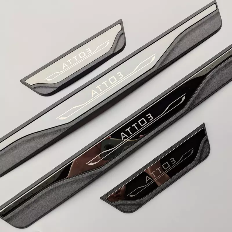 Car For BYD ATTO 3 EV YUAN Plus 2022 2023 Door Sill Protector Threshold Scuff Plate Stickers Steel Pedal Trim Accessories 2024