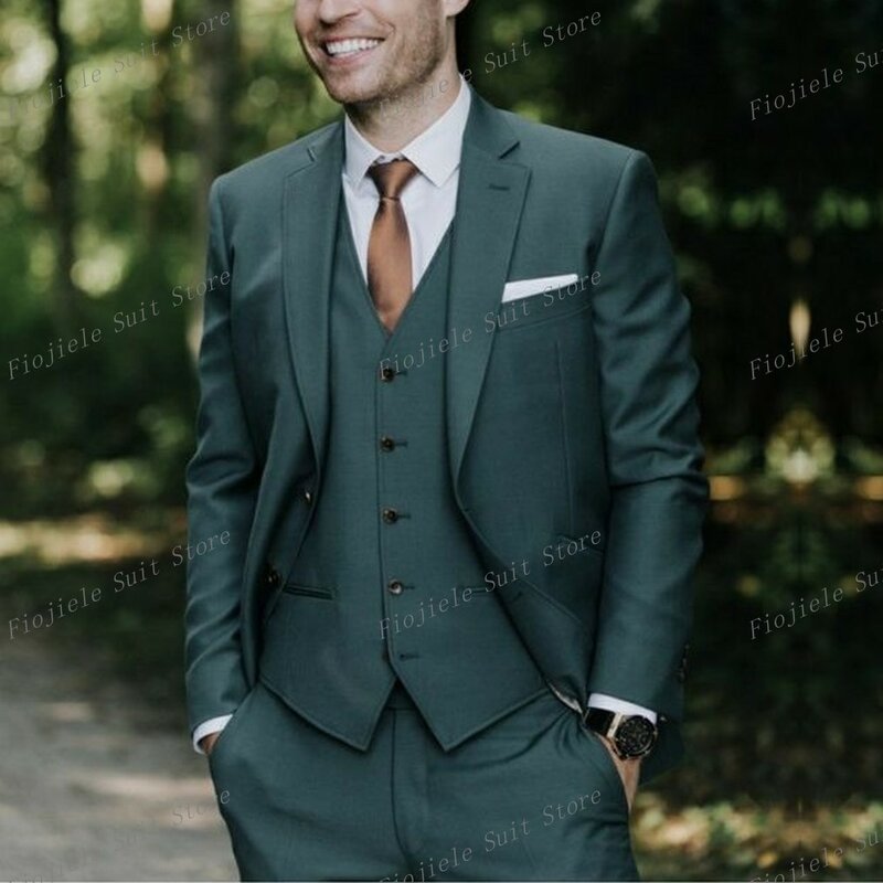 New Men Suit Business Prom Groom Groomsman Wedding Party 3-Piece Set Formal Occasions Male Tuxedo Jacket Vest Pants