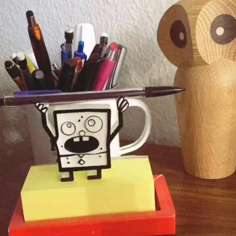 Portalápices con estampado 3D de DoodleBob, organizador de escritorio de oficina, decoración de oficina, estante para bolígrafos