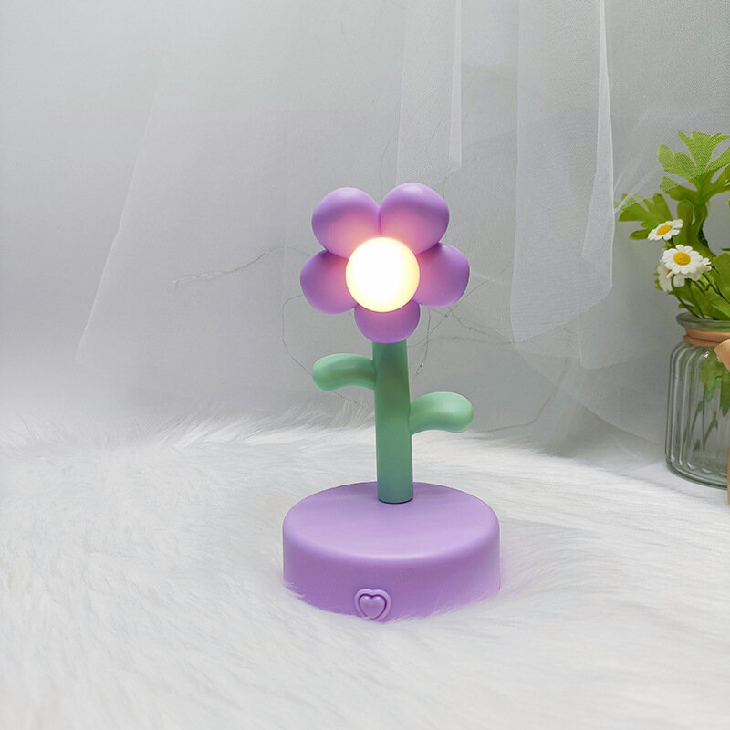 Cute Sweet Flower LED Luminous Table Lamps Romantic DIY Small Night Light For Children Christmas Gift Colorful Flashing