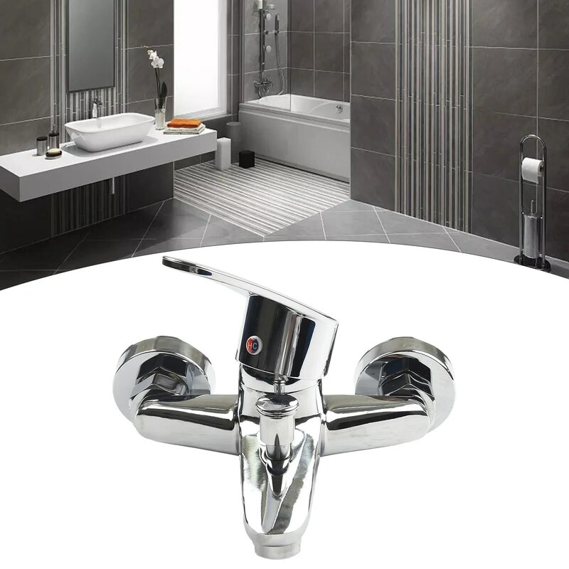 Chrome Wall Mounted Faucets  Dual Spout Mixer Tap for Bathtub  Single Handle  Polished Chrome  Easy Installation