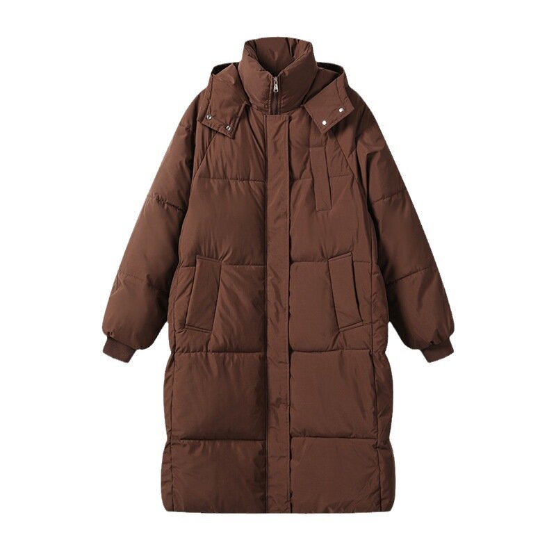 Parkas X-Long à capuche épaissie pour femmes, veste coréenne, vêtements de neige chauds pour femmes, manteau rembourré, vêtements d'hiver, solide, 2023