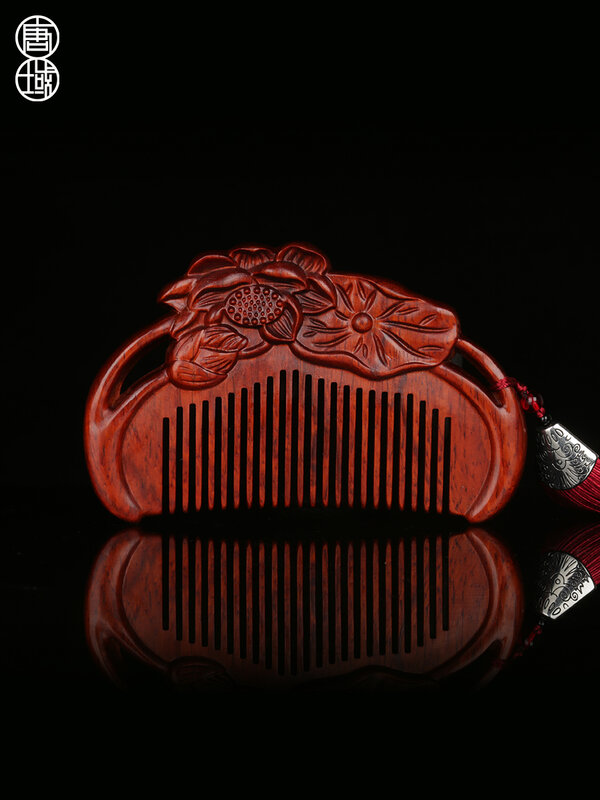 Peine de madera hecho a mano, peine de sándalo morado, auténtico Material de sándalo rojo indio antiguo, peine de palisandro para mujer