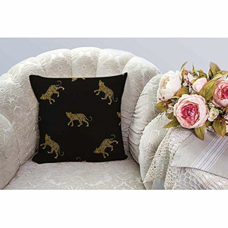Capa de almofada quadrada com padrão leopardo, algodão e linho capa de almofada, animal decorativo, abstrato, selvagem, sotaque