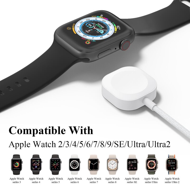 Kabel pengisi daya USB Tipe C nilon untuk Apple Watch Series Ultra 2 3 4 5 6 7 8 9 SE kabel pengisi daya untuk iWatch Ultra 2 3 4 5 6 7 8 9