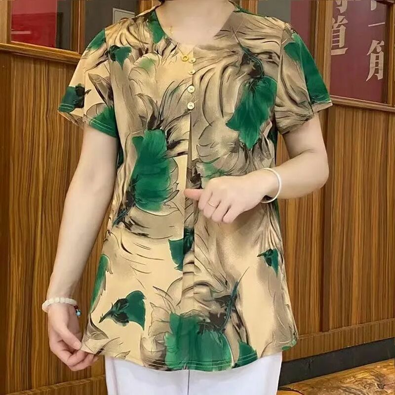 2023 New Vintage Casual Printing Women's Clothing Fashion O-neck Tops Summer Thin Vintage Floral Short Sleeve Trend T-Shirts