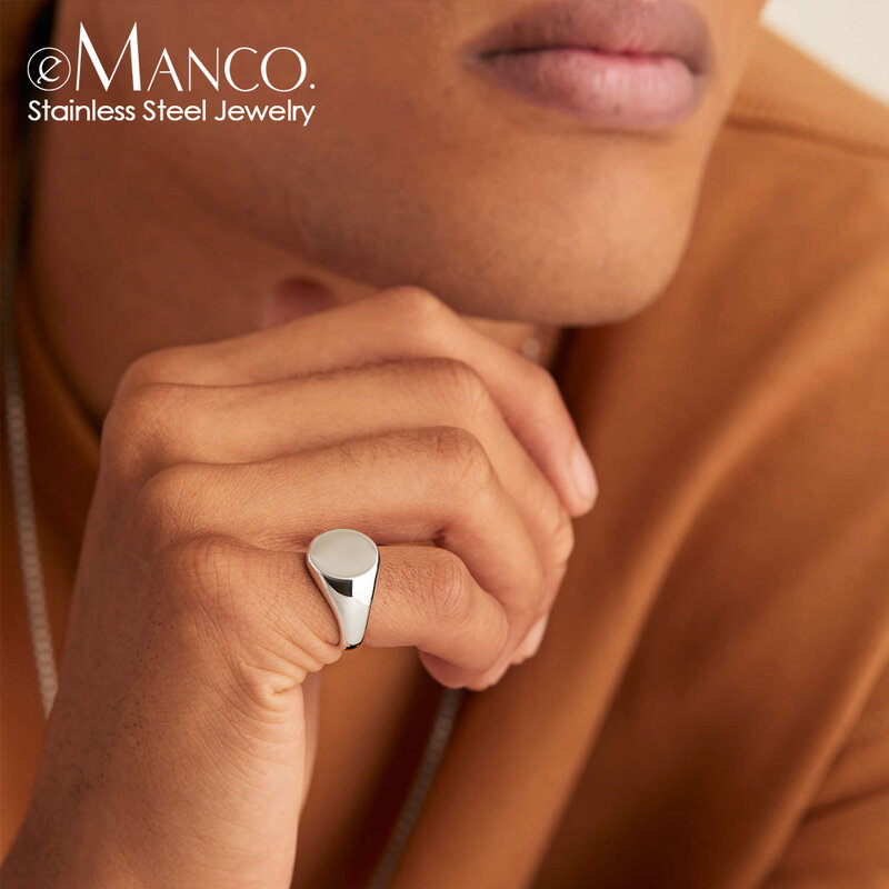 EManco индивидуальное женское кольцо-значок, крупное круглое топовое инициальное письмо-штамп, модные ювелирные изделия в стиле панк из нержавеющей стали