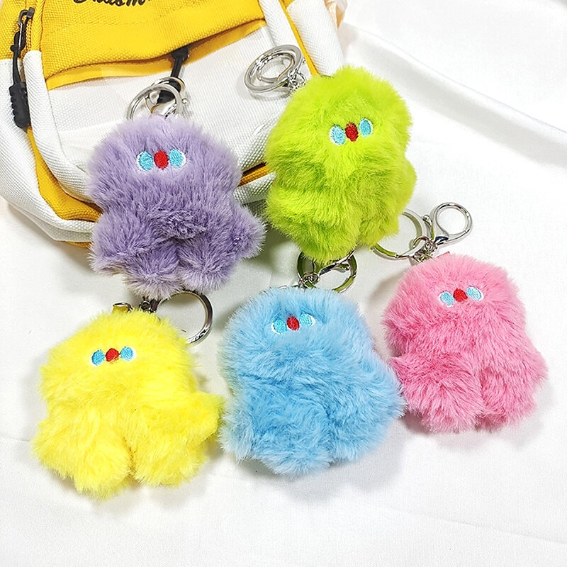 Cartoon Monster Plush Key Chain Color Doll Pendant Key Ring Car Backpack Charms Decoration Bag Accessories