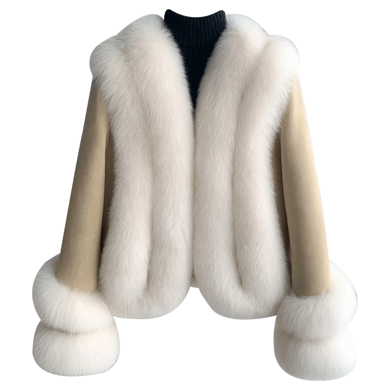 Aorice-Chaqueta de plumón de pato para mujer, abrigo cálido con cuello de piel de zorro Real, suave, a la moda, CT307