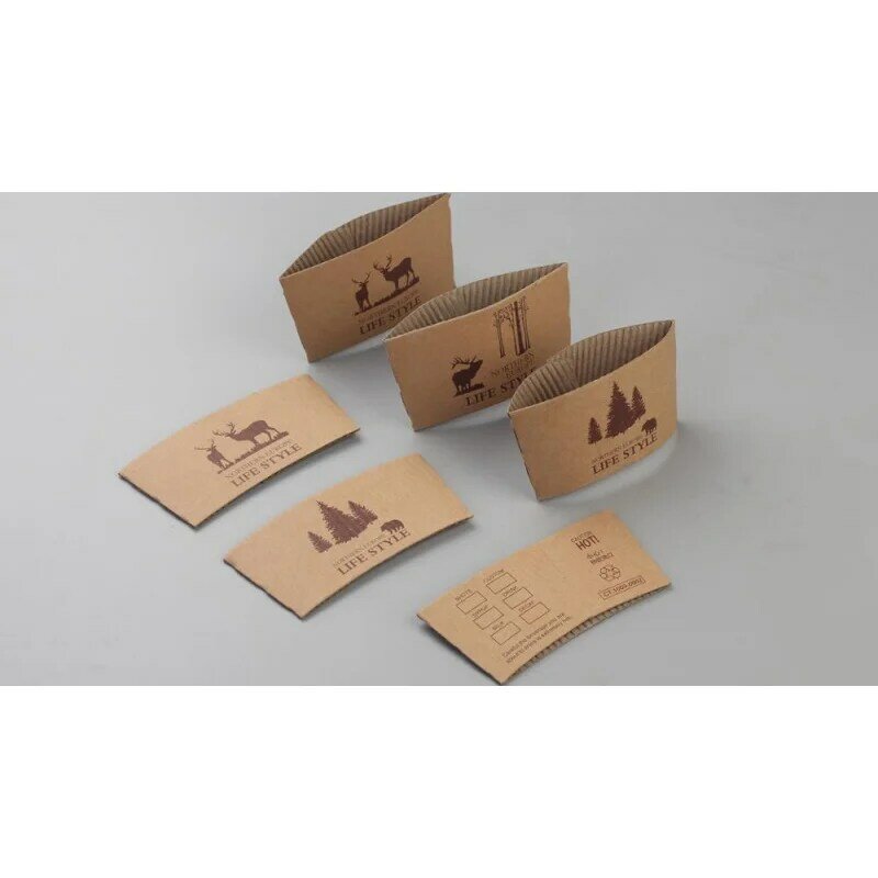 Производитель изделий на заказ, одноразовые картонные держатели для кофейных стаканчиков из крафт-бумаги с принтом на заказ