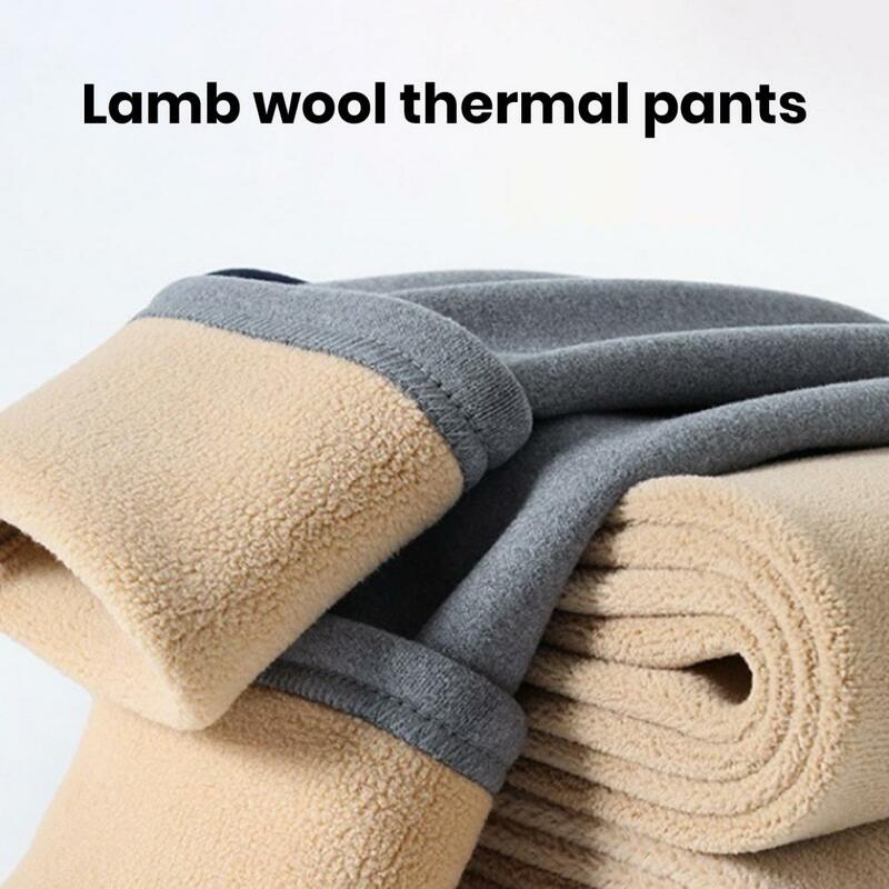 Legging bulu domba untuk pria, celana berlapis bulu tebal mewah uniseks tahan panas musim dingin elastis untuk pria dan wanita