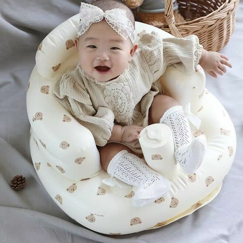 Inflatable Baby Chair Sofa Children Puff Soft Portable Bumper Bath Chairs PVC Multi-function Seat Practice Sitting Bath Stool