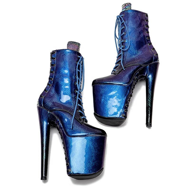 Женские ботильоны из искусственной кожи Auman Ale, экзотические ботинки на высоком каблуке 20 см/8 дюймов, ботинки с круглым носком для танцев на шесте, 153