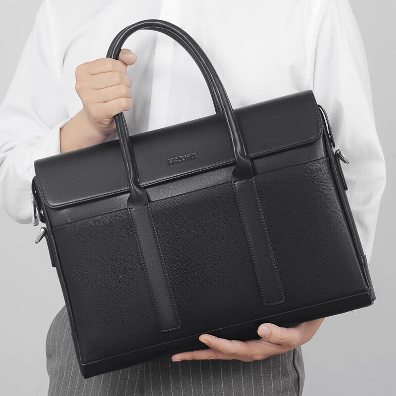Tas kantor kulit asli untuk pria, tas kurir bahu kapasitas besar, tas Laptop bisnis, tas kantor kulit asli untuk pria