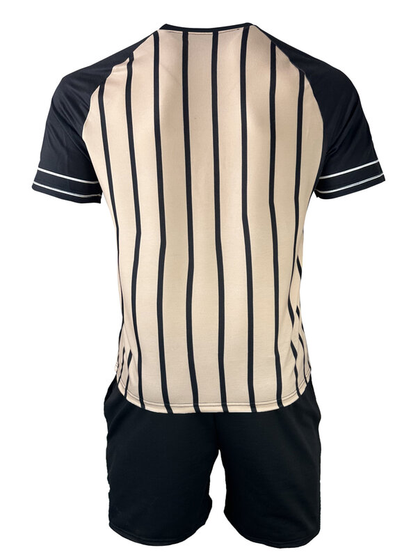 T-shirt à manches courtes à rayures classiques pour hommes, haut de sport décontracté, mode estivale, ensemble de rue pour hommes, 2024