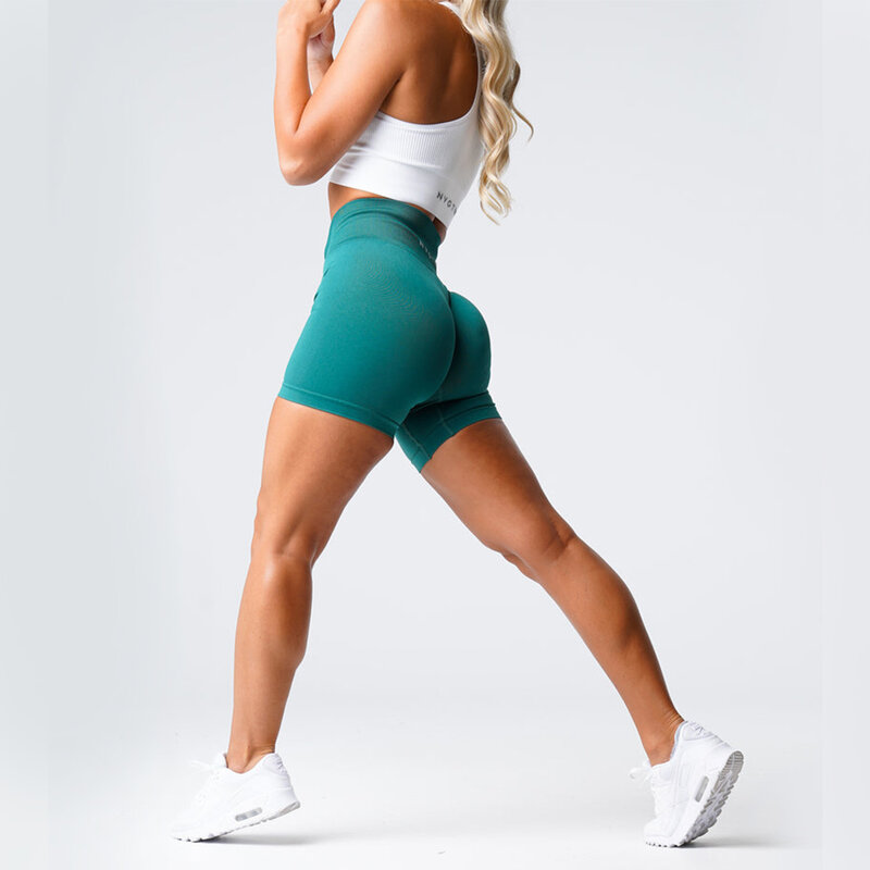 NVGTN celana pendek mulus untuk wanita celana pendek olahraga Yoga pengendara sepeda motor pengangkat mulus pinggang tinggi kontrol perut