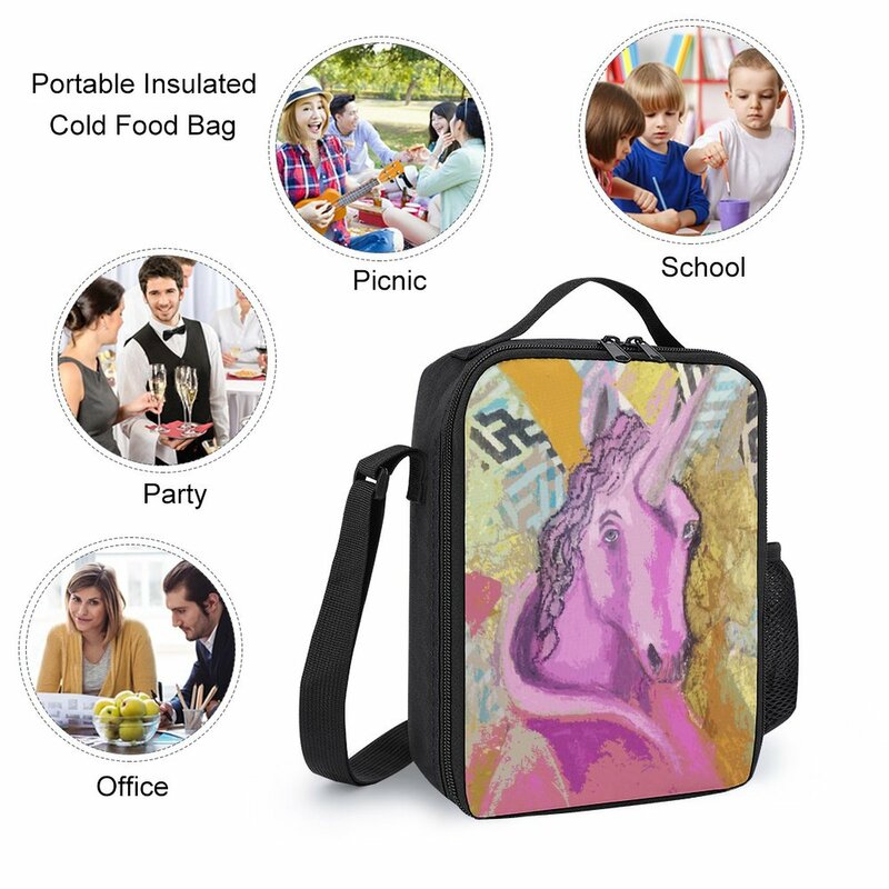 Divertidos De El Unicornio Rosa For Sale Durable Cozy Rucksack 3 in 1 Set 17 Inch Backpack Lunch Bag Pen Bag Travel Graphic Vint