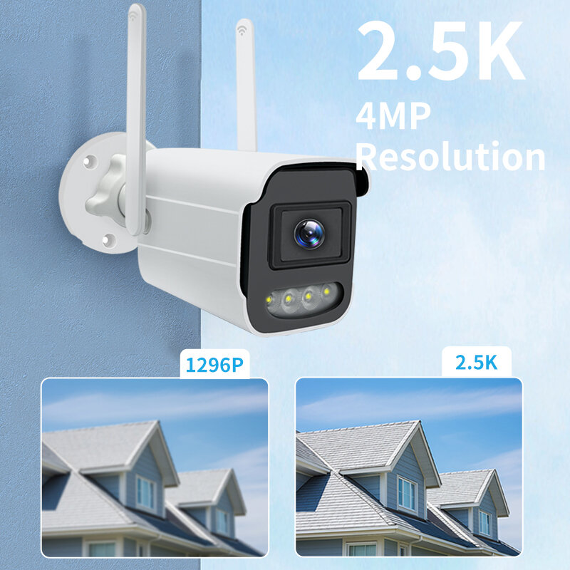 Kamera IP 4MP Wifi, kamera pengawas luar ruangan, perlindungan keamanan, CCTV WiFi Camara Warna penglihatan malam