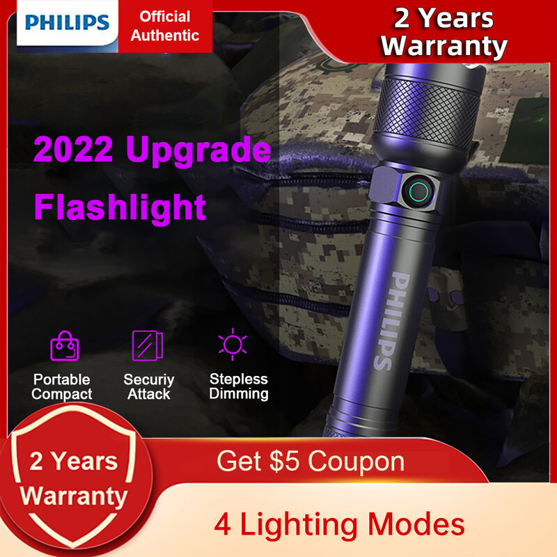 Philips-linterna LED portátil SFL2188P IP55, resistente al agua, recargable, para interior, exterior, senderismo