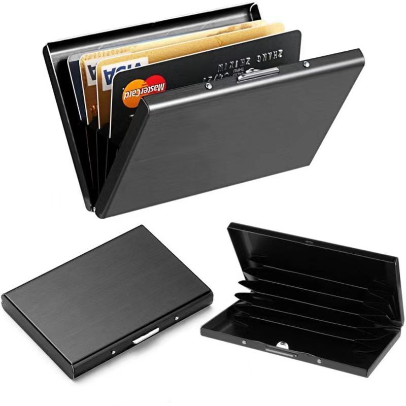 Alumínio Metal Titular Do Cartão De Crédito, Anti-Scan RFID, 6 Cartões, Grande Capacidade, Slim Blocking Wallet Case, Cartão de visita, Proteção Hold
