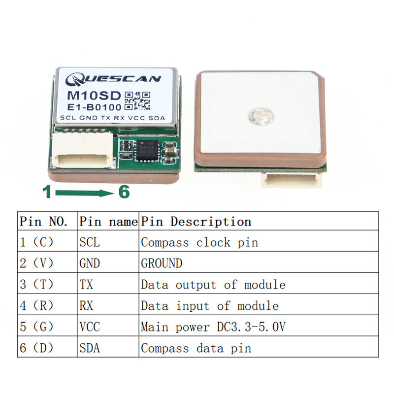 Quescan M10SD 10Hz GPS モジュール コンパスサポート付き GPS GLONASS Galileo Beidou FPV ドローン用に設計 精度 1.5 m 未満
