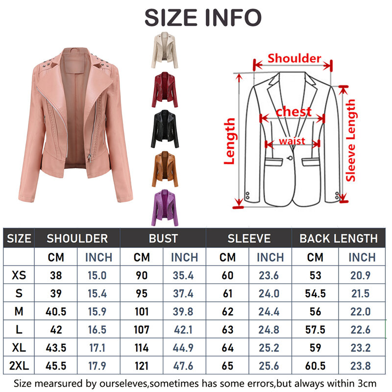 Falso casaco de couro PU feminino, jaqueta justa com zíper de bolso, roupas da moda, vermelho e preto, primavera e outono, 2023