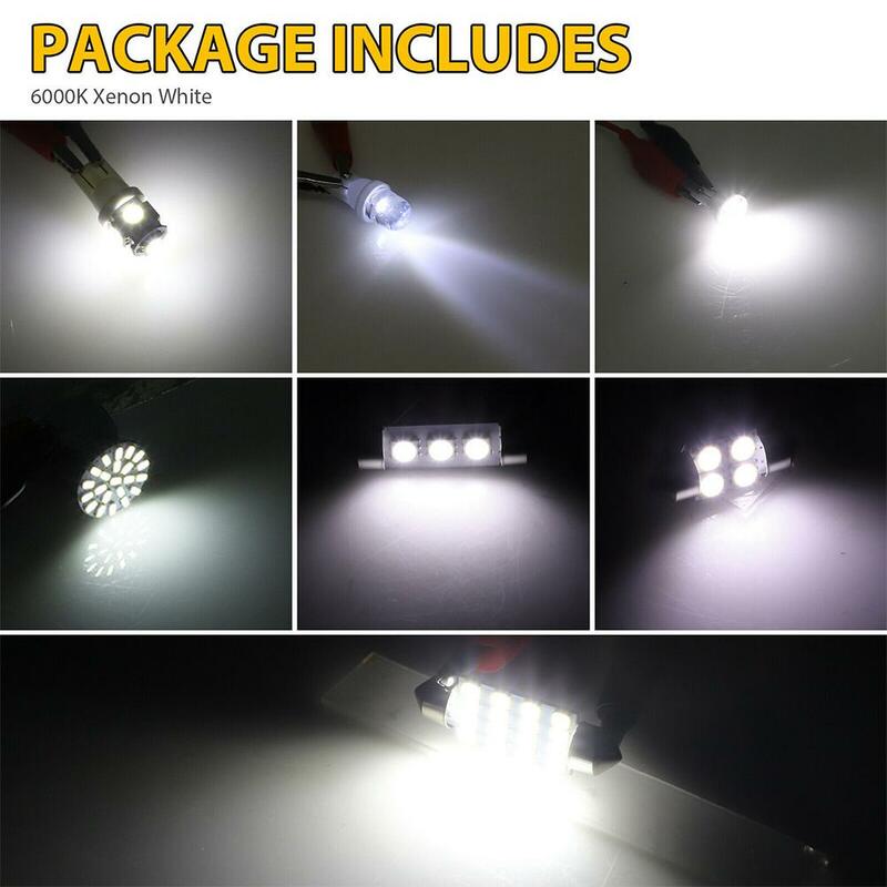 Lâmpadas de substituição LED Dome Light, luzes interiores do carro, luz de leitura Set, 31mm, 36mm, 41mm, T10, 1157, 12V, 6000K, 42Pcs